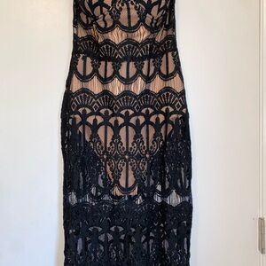 Rare London Black Lace Strapless Dress